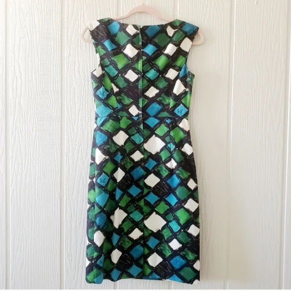 Milly of New York Geometric Block Sleeveless Pencil Sheath Dress sz 4 - Picture 4 of 10